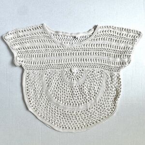 White Beige Crochet Knit Top Tunic Women’s Sm/Med Boho Cover Up Summer